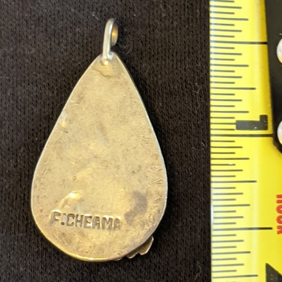 Vintage Zuni Sterling Pendant with Turquoise and Coral - Picture 3 of 3